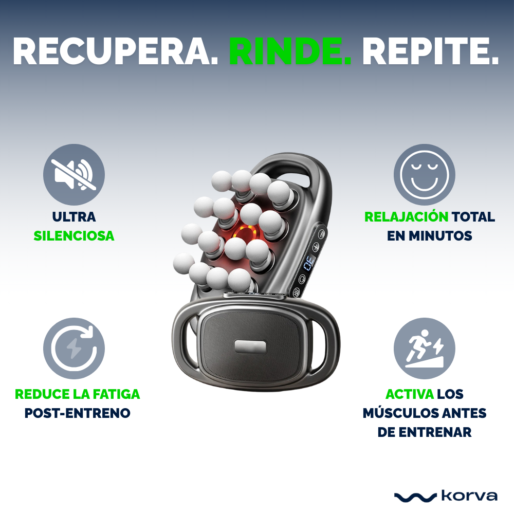 KorvaGun™ – Pistola de Masaje para Recuperación Muscular Profunda